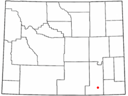 ワイオミング州におけるララミーの位置の位置図