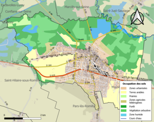 Carte en couleurs présentant l'occupation des sols.