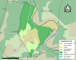 Carte en couleurs présentant l'occupation des sols.