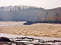 Aber Benoît : l'ancien gué de Roc'h an Diaoul, vu de la rive droite (chemin de Porléac'h en Lannilis) et son kiosque (commune de Tréglonou).