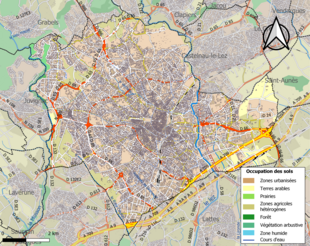 Carte en couleurs présentant l'occupation des sols.