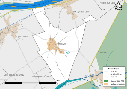 Carte de la zone Natura 2000 de type ZPS localisée sur la commune.