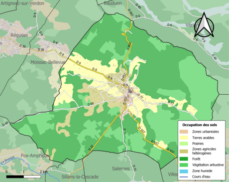 Carte en couleurs présentant l'occupation des sols.