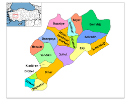 Mapa dos distritos da província de Afioncaraquissar