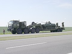 MZKT-74295 transporting a BMP-2