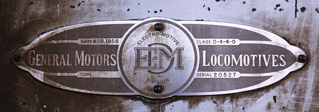 Builder's Plate of EMD F9(A) locomotive D&RGW 5771