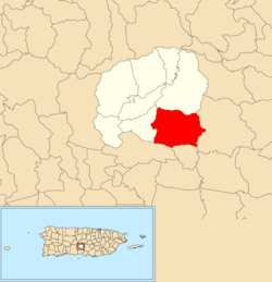 Location of Caonillas Abajo within the municipality of Villalba shown in red