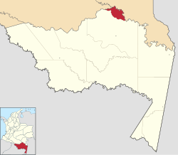 Location of the municipality and town of La Victoria, Amazonas in the Amazonas Department of Colombia