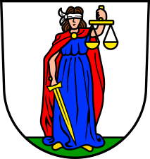 Justitia in arms of Ilshofen in Baden-Württemberg