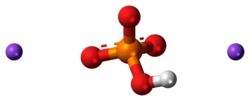 Ball-and-stick model of the component ions of disodium phosphate