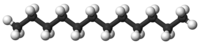 Ball and stick model of dodecane