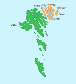 Norðoyar (orange) among the Faroe Islands