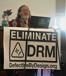 Richard Stallman during the 2017 International Day Against DRM in Genoa