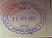 Indian entry stamp at New Delhi Indira Gandhi International Airport.