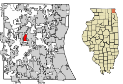 Location of Hainesville in Lake County, Illinois.