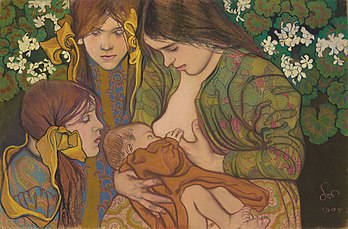 La Maternité, pastel de Stanislas Wyspianski (1905, musée national de Cracovie). (définition réelle 10 272 × 6 753)