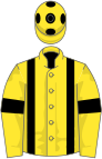 Yellow, black braces and armlets, spots on cap