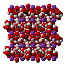 Space-filling model of part of the crystal structure of potassium sodium tartrate
