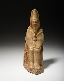 Quartzite[note 1] statue of Nynetjer wearing ceremonial clothes of the sed festival,[3][4] Rijksmuseum van Oudheden.
