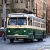 An historic 1952-built trolleybus runs along a street in Valparaíso, Chile's city center in 2008.