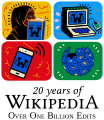 1st logo for twentieth anniversary of Wikipedia on English edition (2021)