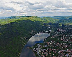 Pancharevo and the lake, viewed from the air