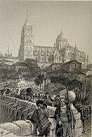 New Cathedral of Salamanca and Roman Bridge in 1878 by Harry Fenn.[2]