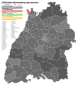 2006 Baden-Württemberg state election, Black is CDU, Red is SPD