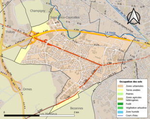 Carte en couleurs présentant l'occupation des sols.