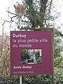 City limit sign representing Durbuy as the smallest city in the world