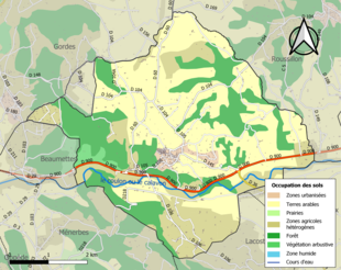 Carte en couleurs présentant l'occupation des sols.