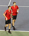 Andy et Jamie Murray, lors d'un tournoi en double en 2011.