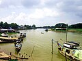 Ferry port at Long Binh town market (An Phu, An Giang, Vietnam), by Binh Di river. At this time, this river becomes the natural border between Vietnam and Cambodia (right bank of the photo).