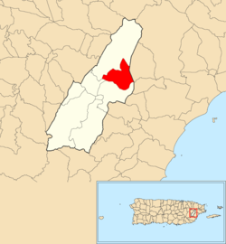 Location of Boquerón within the municipality of Las Piedras shown in red