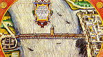 Fanciful depiction from 1608. View from north