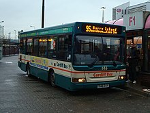 A Dennis Dart in green and cream livery used from 1999 until 2007