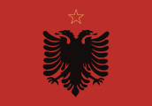 Flag of the People's Socialist Republic of Albania used from the late 1970s until the early 1990s.