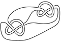 Example 6: A knot which is a 2-fold satellite i.e.: it has non-parallel swallow-follow tori.