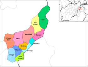 Khas Kunar District in light green color in the southeast