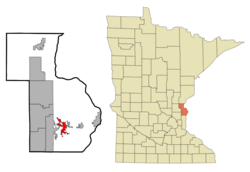 Location of the city of Lindström within Chisago County, Minnesota