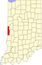 Vermillion County's location in Indiana