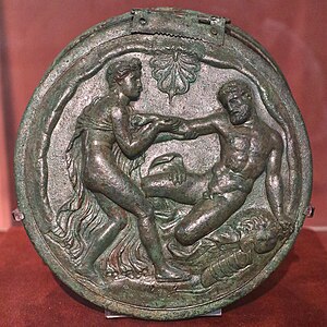 Ancient Greek fleuron as an anthemion on a mirror with cover, bronze, c.340 BC, bronze, National Archaeological Museum, Athens