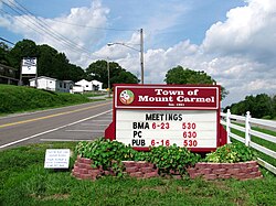 Mount Carmel sign along Main Street