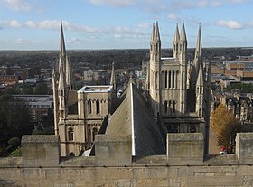 Peterborough viewed from the top of the cathedral