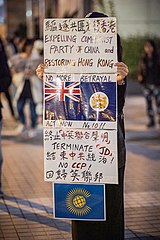 A protester calling for Hong Kong independence from China