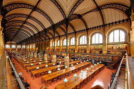 Reading room of the Sainte-Geneviève Library, by Jastrow (edited by Paris 16)