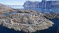 Aerial view of the southern part of Uummannaq Island from the Air Greenland Bell 212 helicopter during the Uummannaq-Qaarsut flight
