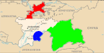 Tajikistan factions in civil war: Leading clans: Northern Sughd Region (red), Southern Khatlon Region (blue), Pamir (Gorno-Badakhshan) (green)