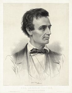 Abraham Lincoln at Lincoln's Birthday, by Thomas Hicks and Leopold Grozelier (restored by Adam Cuerden)