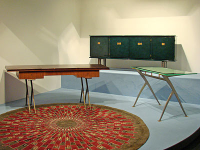Late Art Deco furniture and rug by Jules Leleu (1930s)